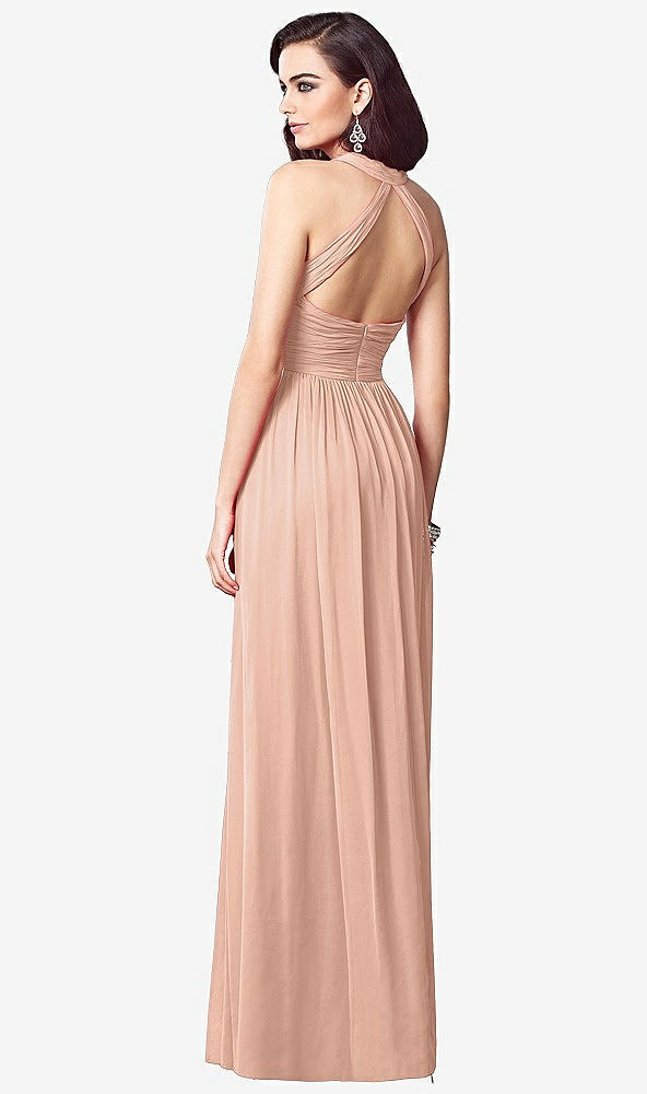 【STYLE: TH032】Ruched Halter Open-Back Maxi Dress - Jada【COLOR: Pale Peach】