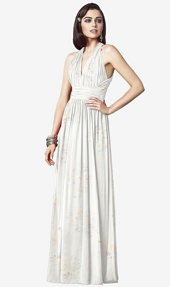 【STYLE: TH032】Ruched Halter Open-Back Maxi Dress - Jada【COLOR: Spring Fling】