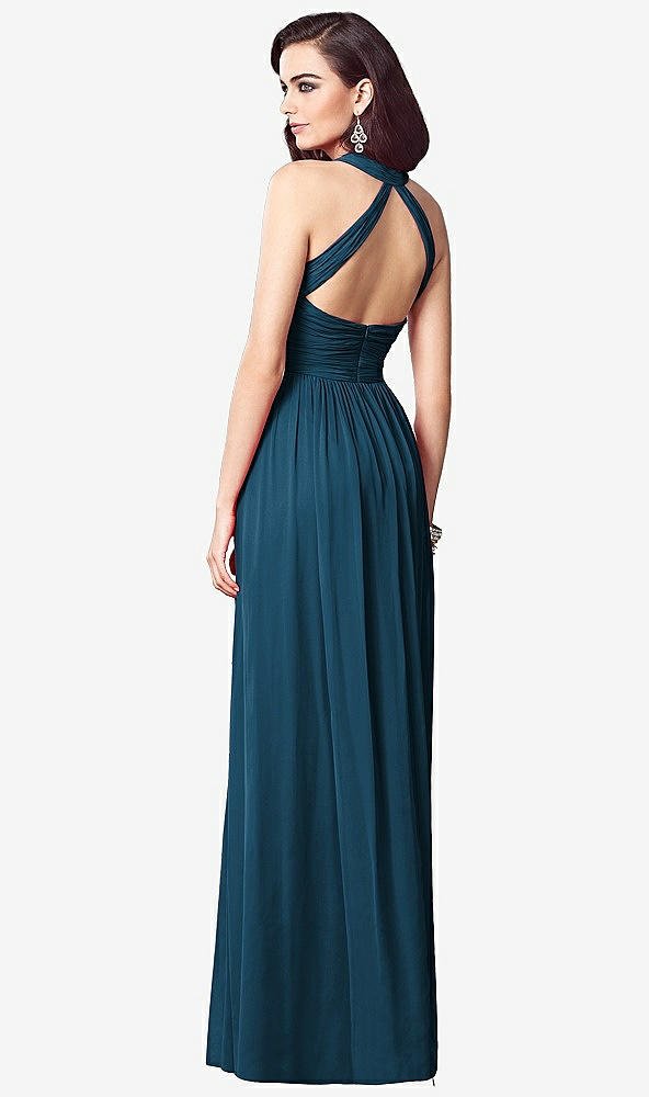 【STYLE: TH032】Ruched Halter Open-Back Maxi Dress - Jada【COLOR: Atlantic Blue】