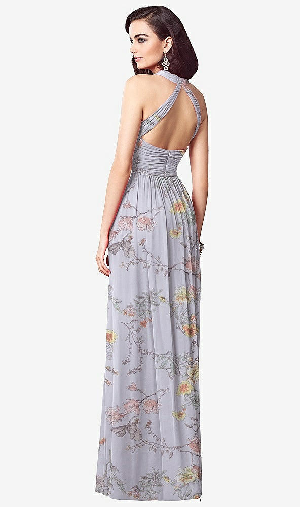 【STYLE: TH032】Ruched Halter Open-Back Maxi Dress - Jada【COLOR: Butterfly Botanica Silver Dove】