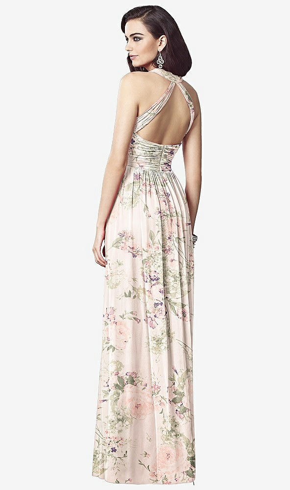 【STYLE: TH032】Ruched Halter Open-Back Maxi Dress - Jada【COLOR: Blush Garden】