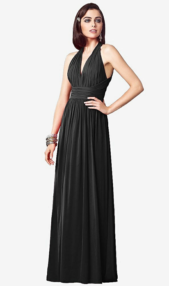 【STYLE: TH032】Ruched Halter Open-Back Maxi Dress - Jada【COLOR: Black】
