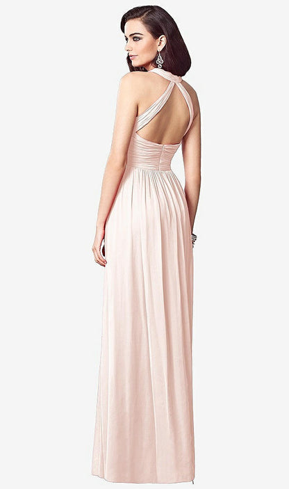 【STYLE: TH032】Ruched Halter Open-Back Maxi Dress - Jada【COLOR: Blush】