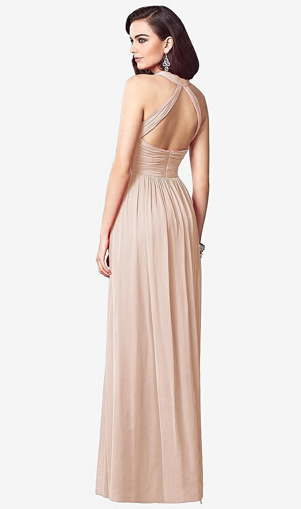 【STYLE: TH032】Ruched Halter Open-Back Maxi Dress - Jada【COLOR: Cameo】