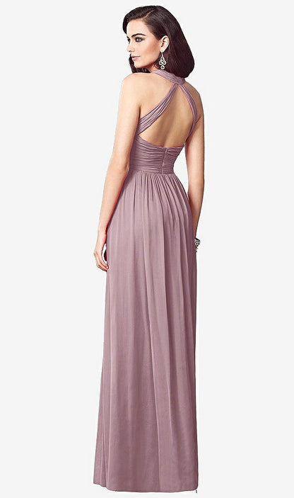 【STYLE: TH032】Ruched Halter Open-Back Maxi Dress - Jada【COLOR: Dusty Rose】