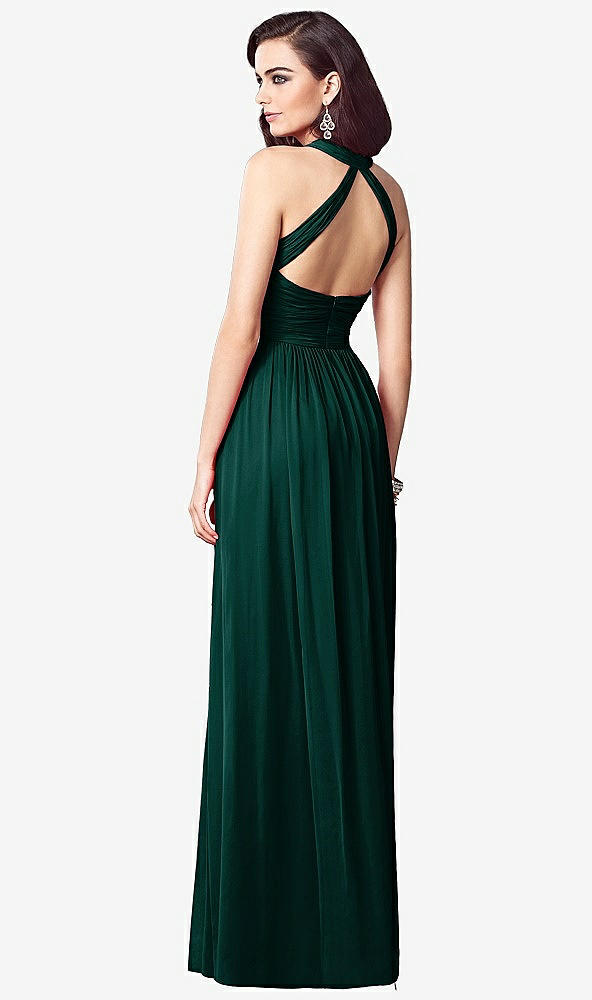 【STYLE: TH032】Ruched Halter Open-Back Maxi Dress - Jada【COLOR: Evergreen】