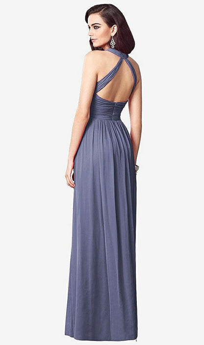 【STYLE: TH032】Ruched Halter Open-Back Maxi Dress - Jada【COLOR: French Blue】