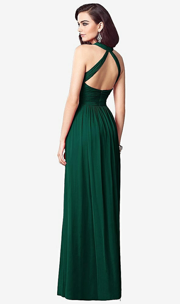 【STYLE: TH032】Ruched Halter Open-Back Maxi Dress - Jada【COLOR: Hunter Green】