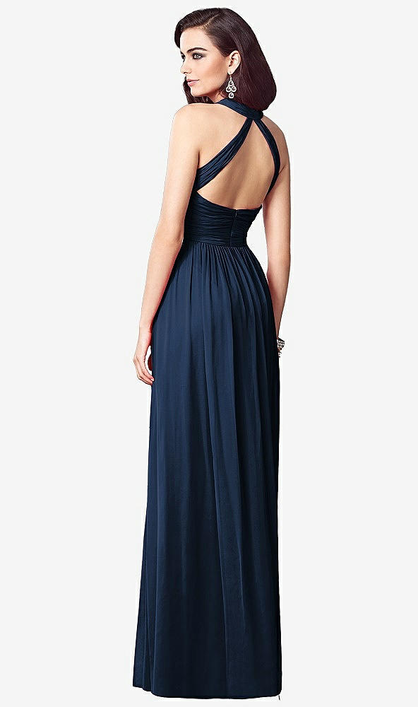 【STYLE: TH032】Ruched Halter Open-Back Maxi Dress - Jada【COLOR: Midnight Navy】