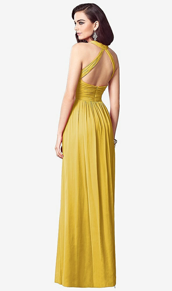 【STYLE: TH032】Ruched Halter Open-Back Maxi Dress - Jada【COLOR: Marigold】