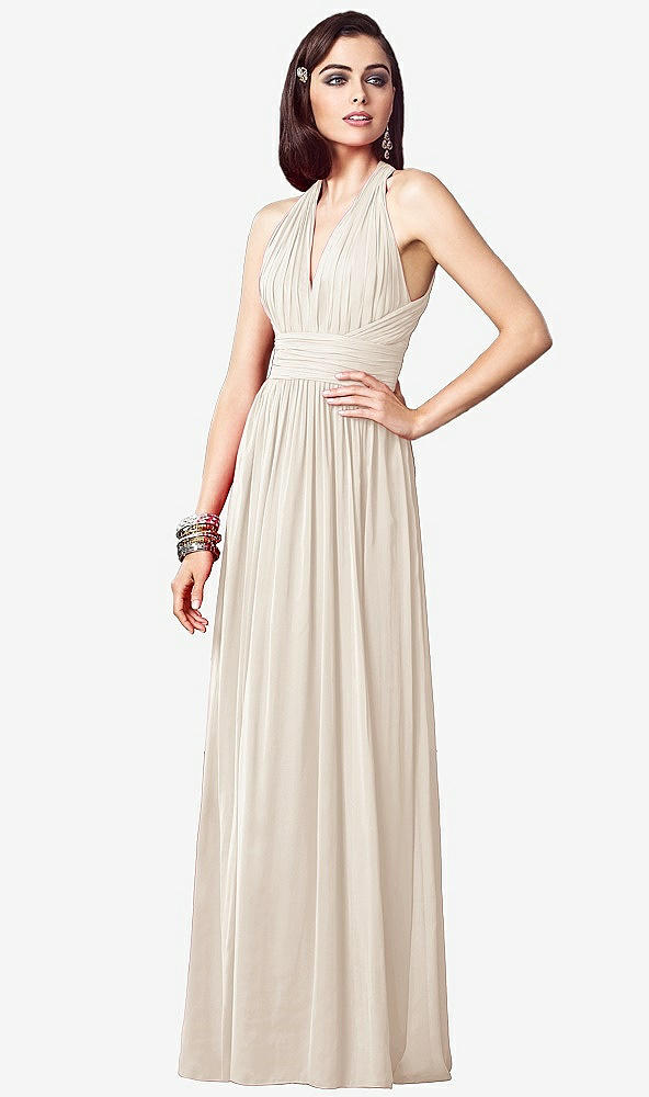 【STYLE: TH032】Ruched Halter Open-Back Maxi Dress - Jada【COLOR: Oat】