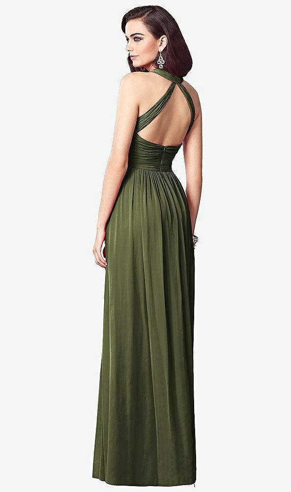 【STYLE: TH032】Ruched Halter Open-Back Maxi Dress - Jada【COLOR: Olive Green】