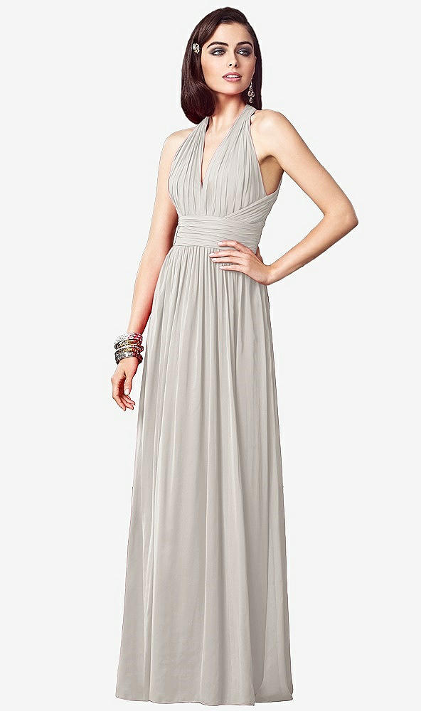 【STYLE: TH032】Ruched Halter Open-Back Maxi Dress - Jada【COLOR: Oyster】