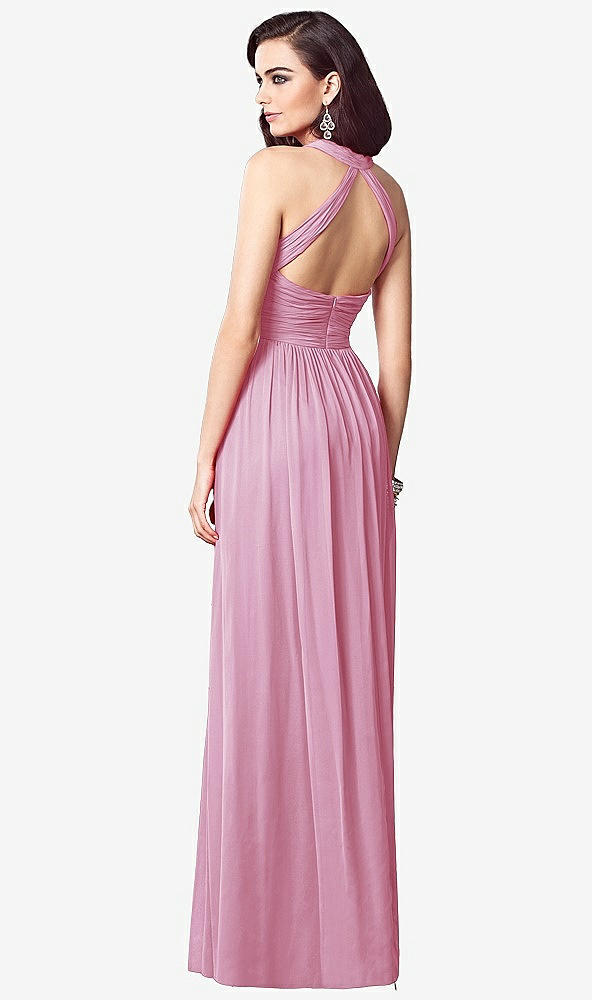 【STYLE: TH032】Ruched Halter Open-Back Maxi Dress - Jada【COLOR: Powder Pink】