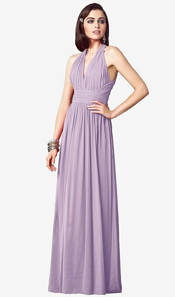 【STYLE: TH032】Ruched Halter Open-Back Maxi Dress - Jada【COLOR: Pale Purple】