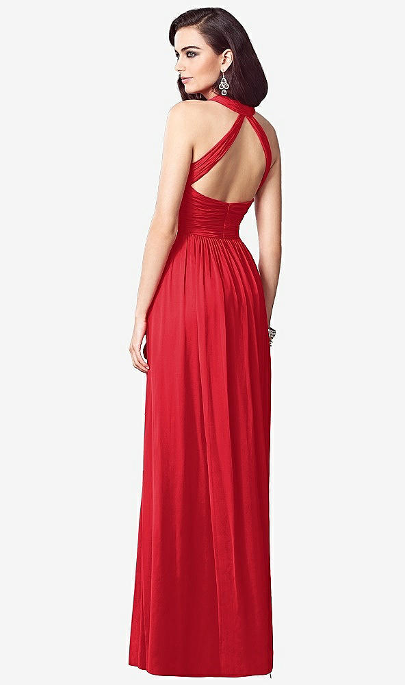 【STYLE: TH032】Ruched Halter Open-Back Maxi Dress - Jada【COLOR: Parisian Red】