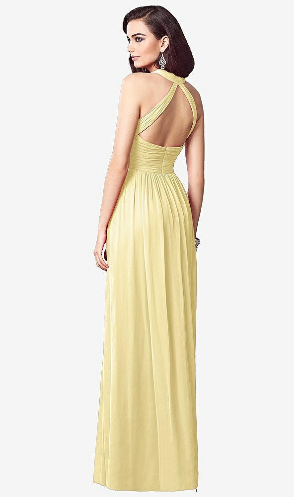 【STYLE: TH032】Ruched Halter Open-Back Maxi Dress - Jada【COLOR: Pale Yellow】