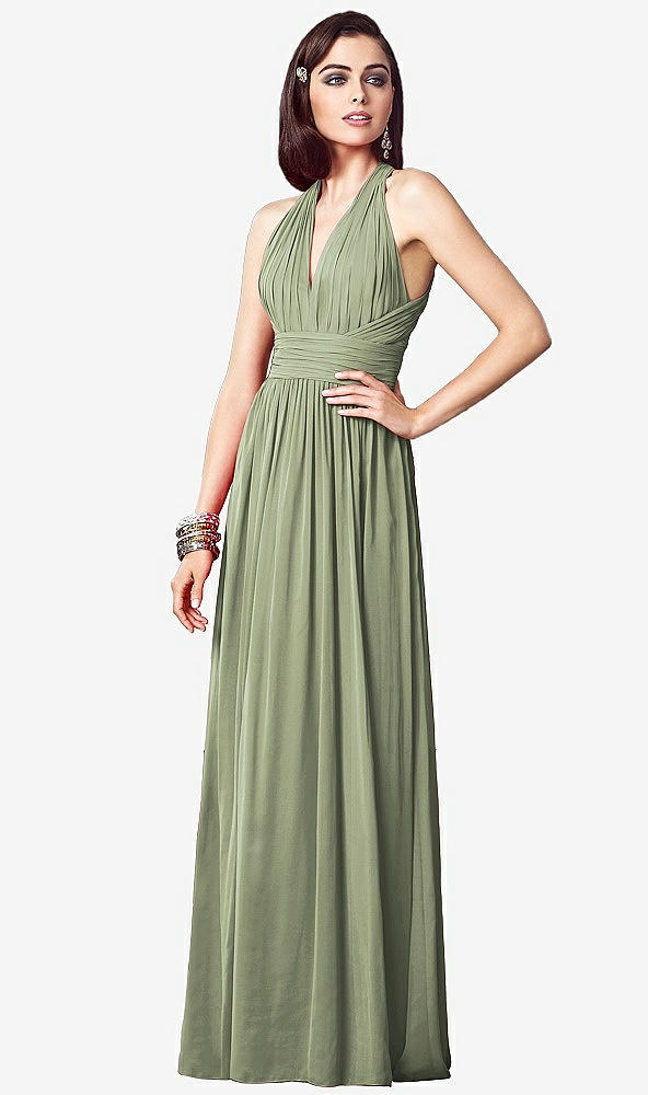 【NEW】【STYLE: TH032】ruced ホルター オープンバック マキシ ドレス  -  jada【COLOR: Sage】【SIZE: 00-30W】