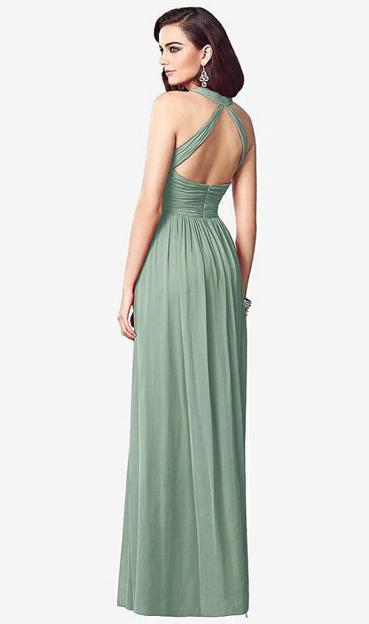 【STYLE: TH032】Ruched Halter Open-Back Maxi Dress - Jada【COLOR: Seagrass】
