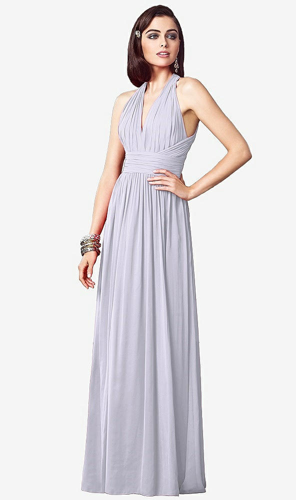 【STYLE: TH032】Ruched Halter Open-Back Maxi Dress - Jada【COLOR: Silver Dove】