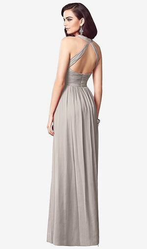 【STYLE: TH032】Ruched Halter Open-Back Maxi Dress - Jada【COLOR: Taupe】