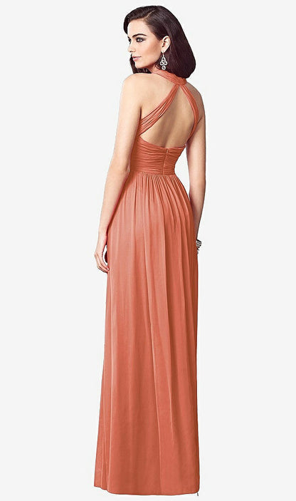 【STYLE: TH032】Ruched Halter Open-Back Maxi Dress - Jada【COLOR: Terracotta Copper】