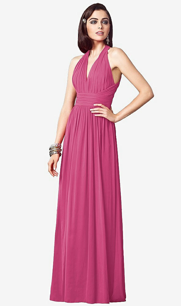 【NEW】【STYLE: TH032】ruced ホルター オープンバック マキシ ドレス  -  jada【COLOR: Tea Rose】【SIZE: 00-30W】