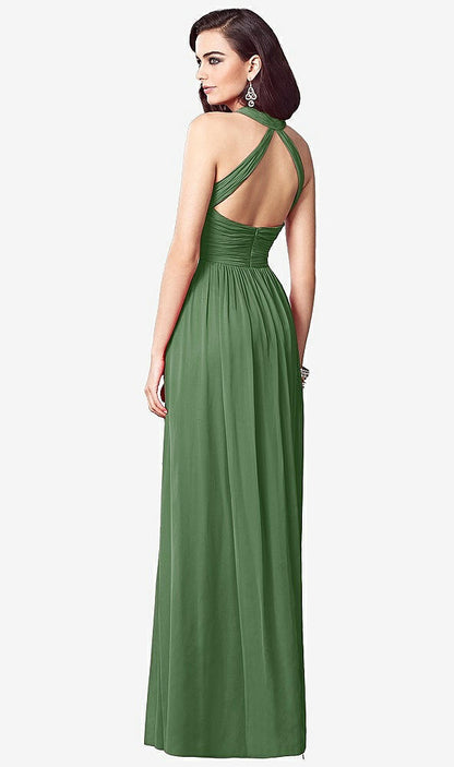 【STYLE: TH032】Ruched Halter Open-Back Maxi Dress - Jada【COLOR: Vineyard Green】