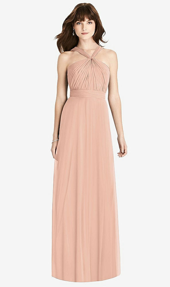 【STYLE: TH033】Twist Halter Chiffon Maxi Dress - James【COLOR: Pale Peach】