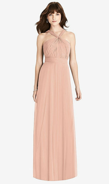 【STYLE: TH033】Twist Halter Chiffon Maxi Dress - James【COLOR: Pale Peach】