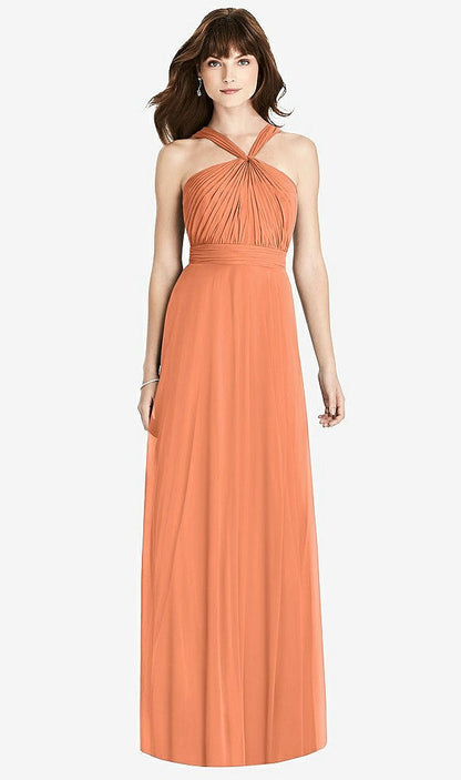 【STYLE: TH033】Twist Halter Chiffon Maxi Dress - James【COLOR: Sweet Melon】