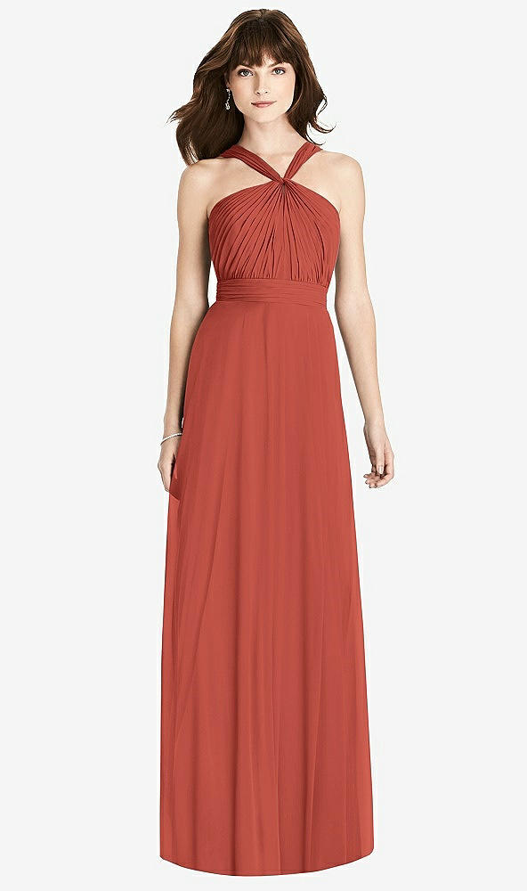 【STYLE: TH033】Twist Halter Chiffon Maxi Dress - James【COLOR: Amber Sunset】