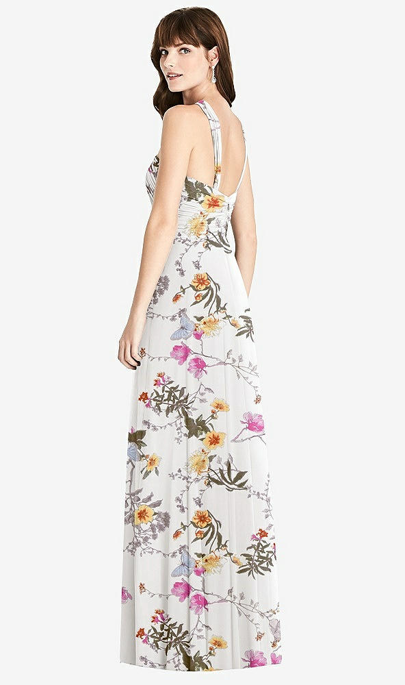 【STYLE: TH033】Twist Halter Chiffon Maxi Dress - James【COLOR: Butterfly Botanica Ivory】