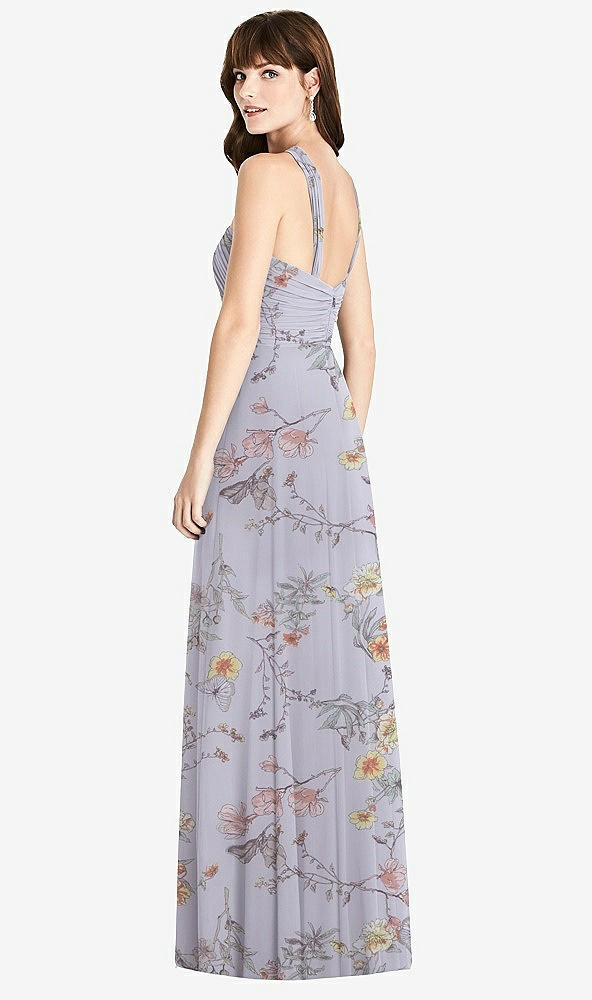 【STYLE: TH033】Twist Halter Chiffon Maxi Dress - James【COLOR: Butterfly Botanica Silver Dove】