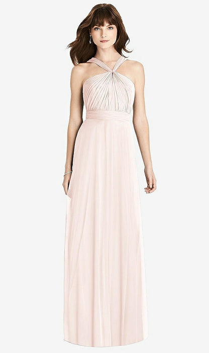 【STYLE: TH033】Twist Halter Chiffon Maxi Dress - James【COLOR: Blush】