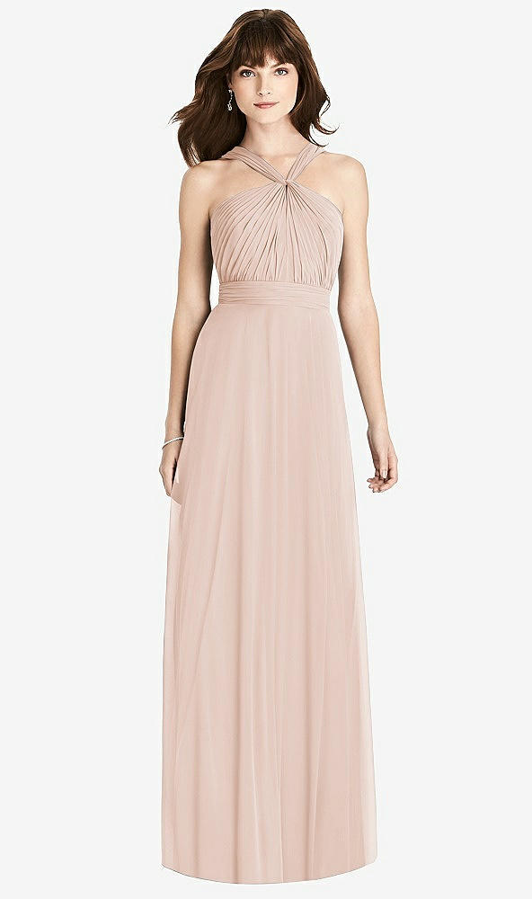 【STYLE: TH033】Twist Halter Chiffon Maxi Dress - James【COLOR: Cameo】