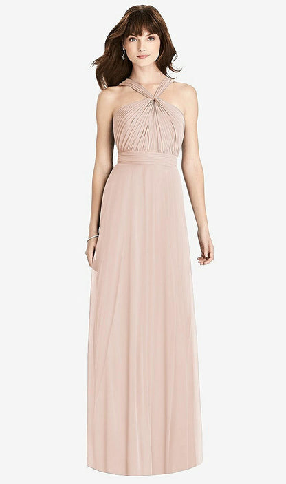 【STYLE: TH033】Twist Halter Chiffon Maxi Dress - James【COLOR: Cameo】