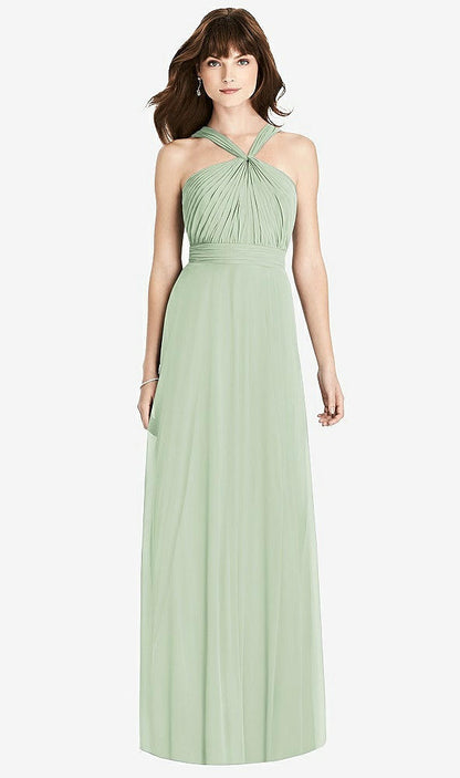 【STYLE: TH033】Twist Halter Chiffon Maxi Dress - James【COLOR: Celadon】