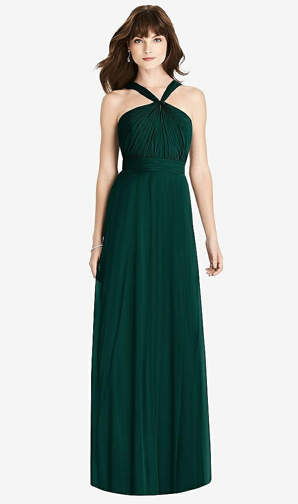 【STYLE: TH033】Twist Halter Chiffon Maxi Dress - James【COLOR: Evergreen】