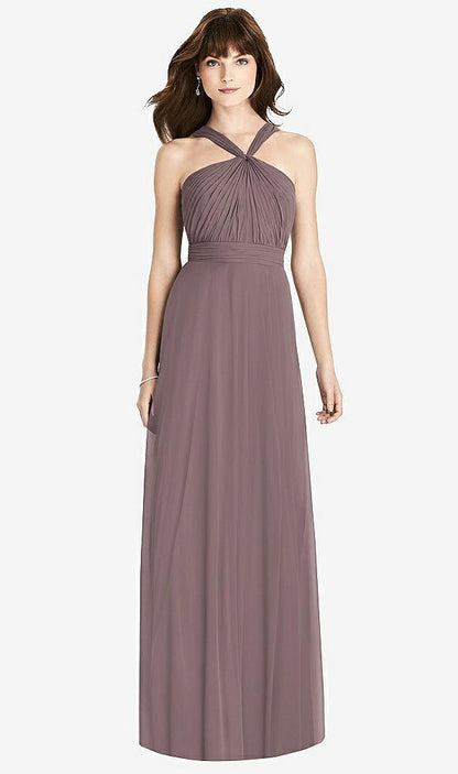 【STYLE: TH033】Twist Halter Chiffon Maxi Dress - James【COLOR: French Truffle】