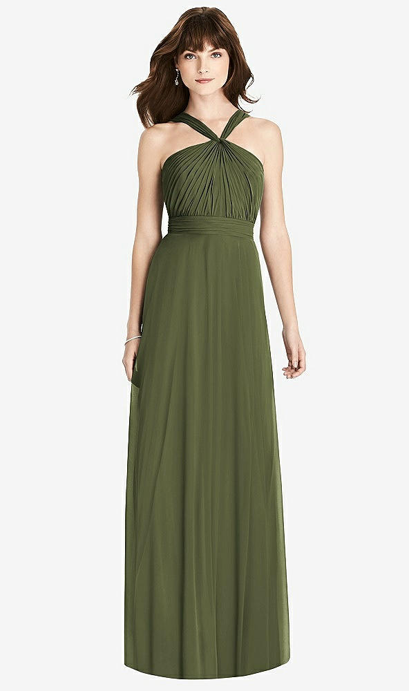 【STYLE: TH033】Twist Halter Chiffon Maxi Dress - James【COLOR: Olive Green】