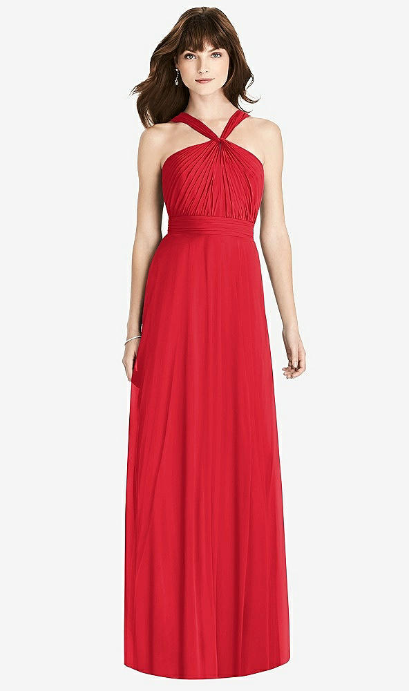 【STYLE: TH033】Twist Halter Chiffon Maxi Dress - James【COLOR: Parisian Red】