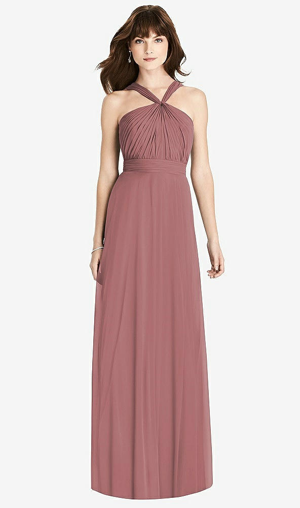 【STYLE: TH033】Twist Halter Chiffon Maxi Dress - James【COLOR: Rosewood】