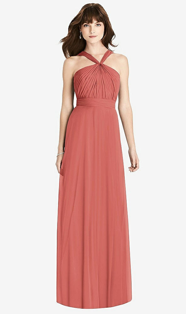 【STYLE: TH033】Twist Halter Chiffon Maxi Dress - James【COLOR: Coral Pink】