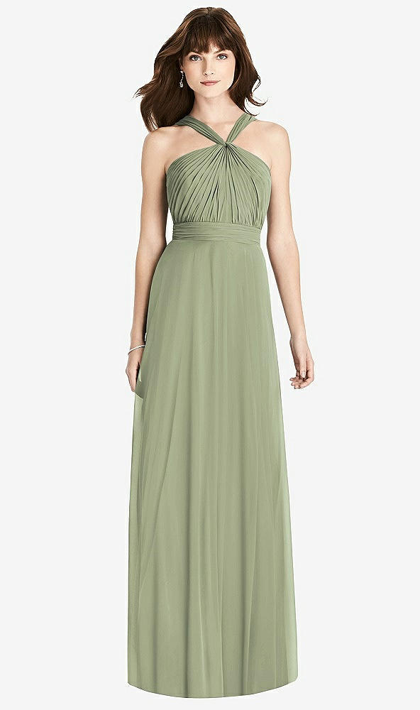 【STYLE: TH033】Twist Halter Chiffon Maxi Dress - James【COLOR: Sage】
