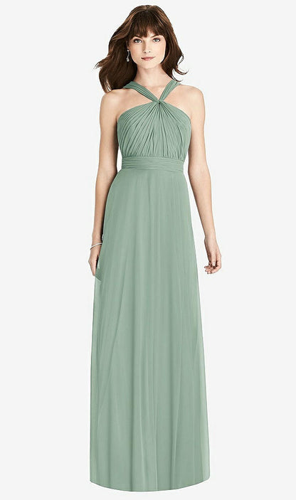 【STYLE: TH033】Twist Halter Chiffon Maxi Dress - James【COLOR: Seagrass】