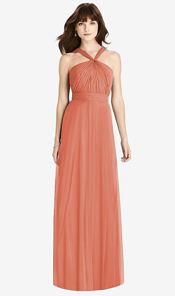 【STYLE: TH033】Twist Halter Chiffon Maxi Dress - James【COLOR: Terracotta Copper】