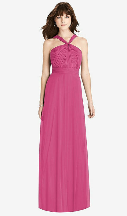 【STYLE: TH033】Twist Halter Chiffon Maxi Dress - James【COLOR: Tea Rose】