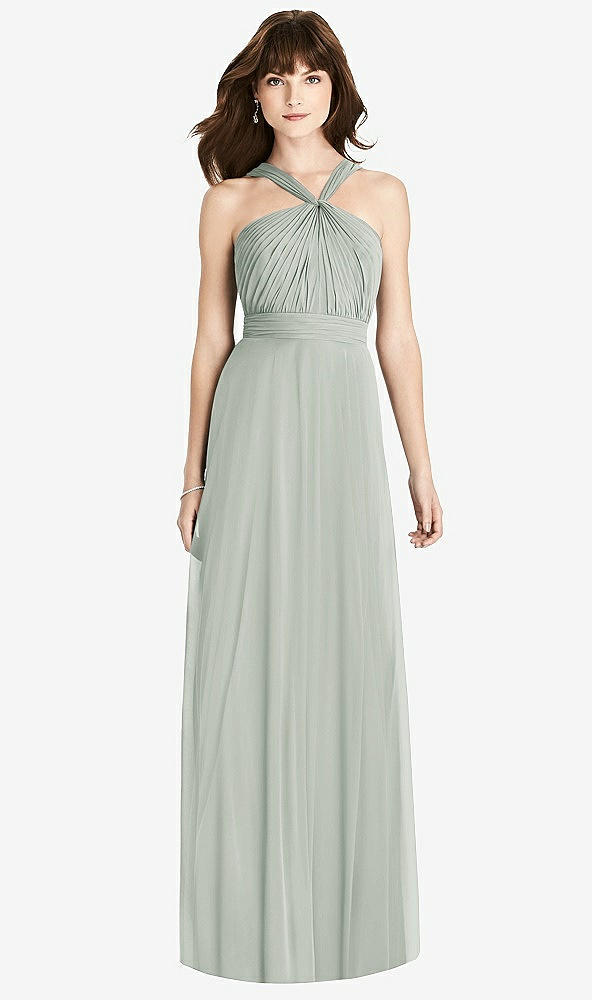 【STYLE: TH033】Twist Halter Chiffon Maxi Dress - James【COLOR: Willow Green】
