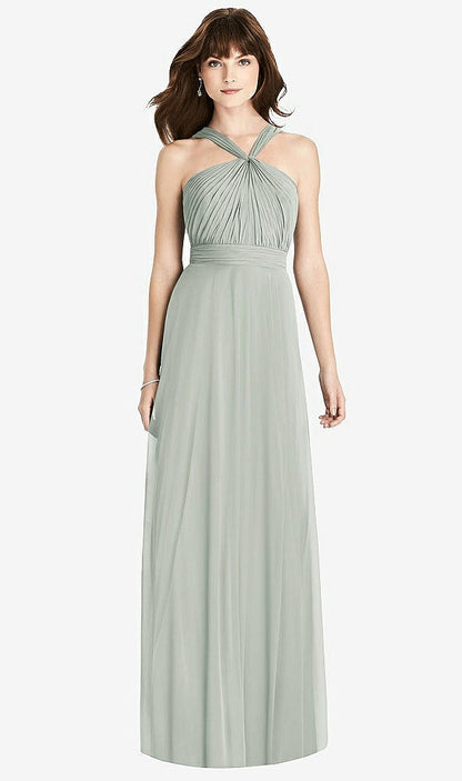 【STYLE: TH033】Twist Halter Chiffon Maxi Dress - James【COLOR: Willow Green】